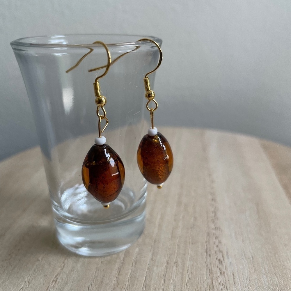 Darkest Amber Beaded Earrings